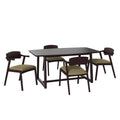 5-Piece Brown and Tan Fabric Wood Dining Set with Rectangular Table and 4-Arm Chairs R1353