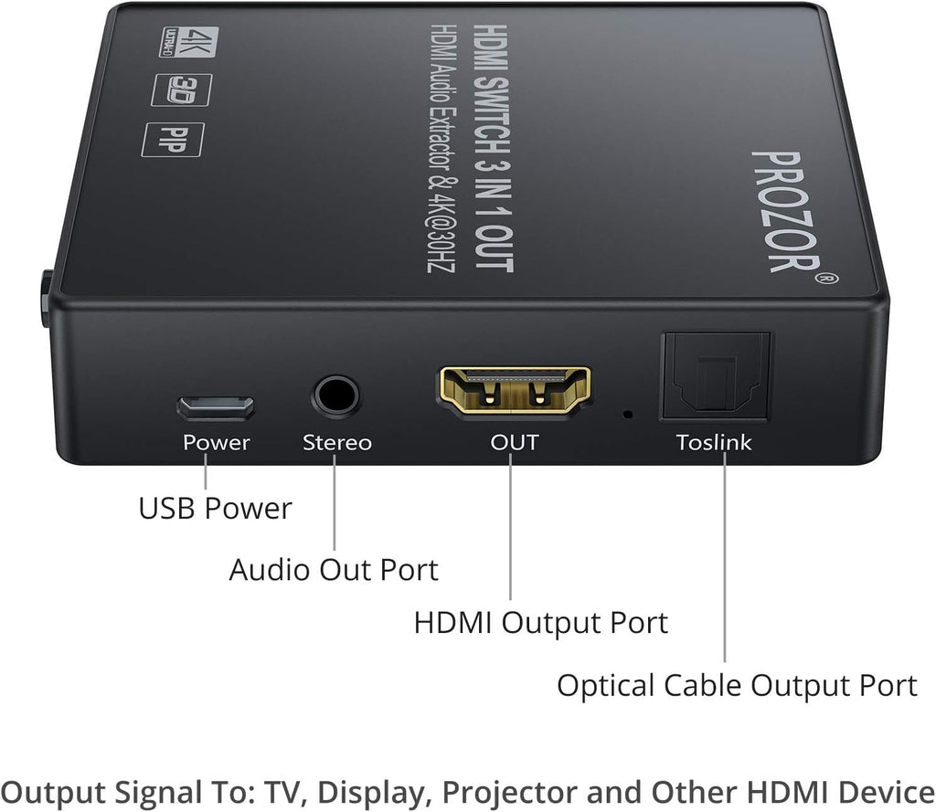 3 Port 4K HDMI Switch with Audio Extractor N220123