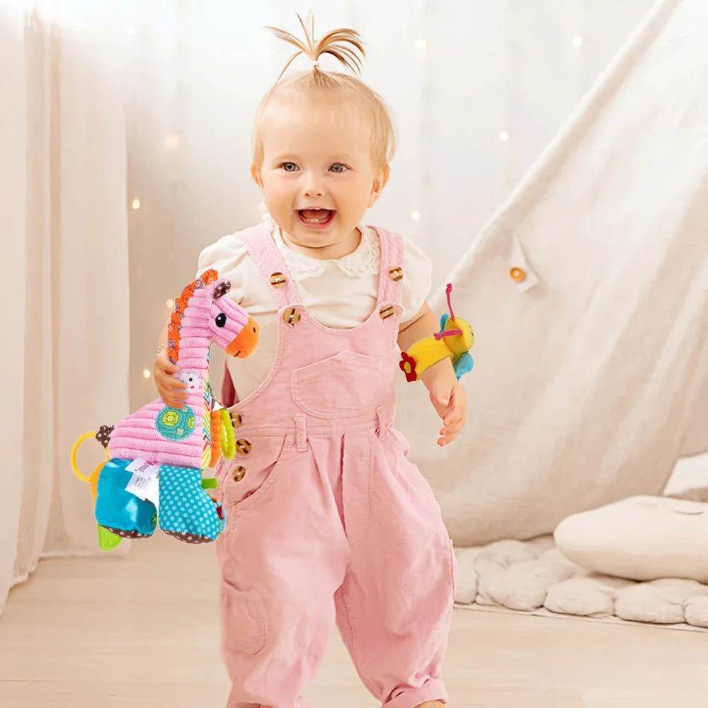 3 Pack Baby Rattles Soft Plush Toys V346707