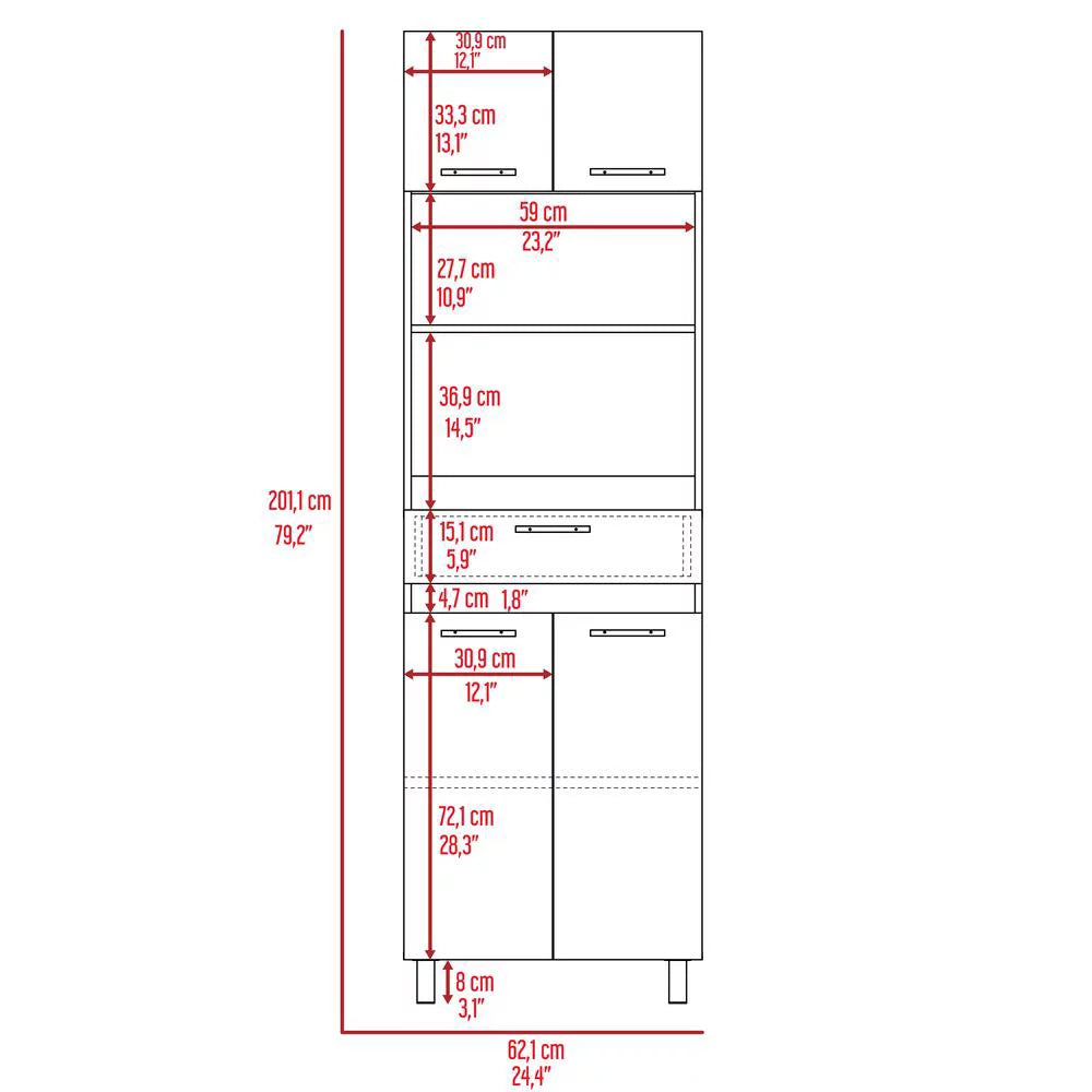 Smokey Oak White Microwave Pantry Cabinet W52333