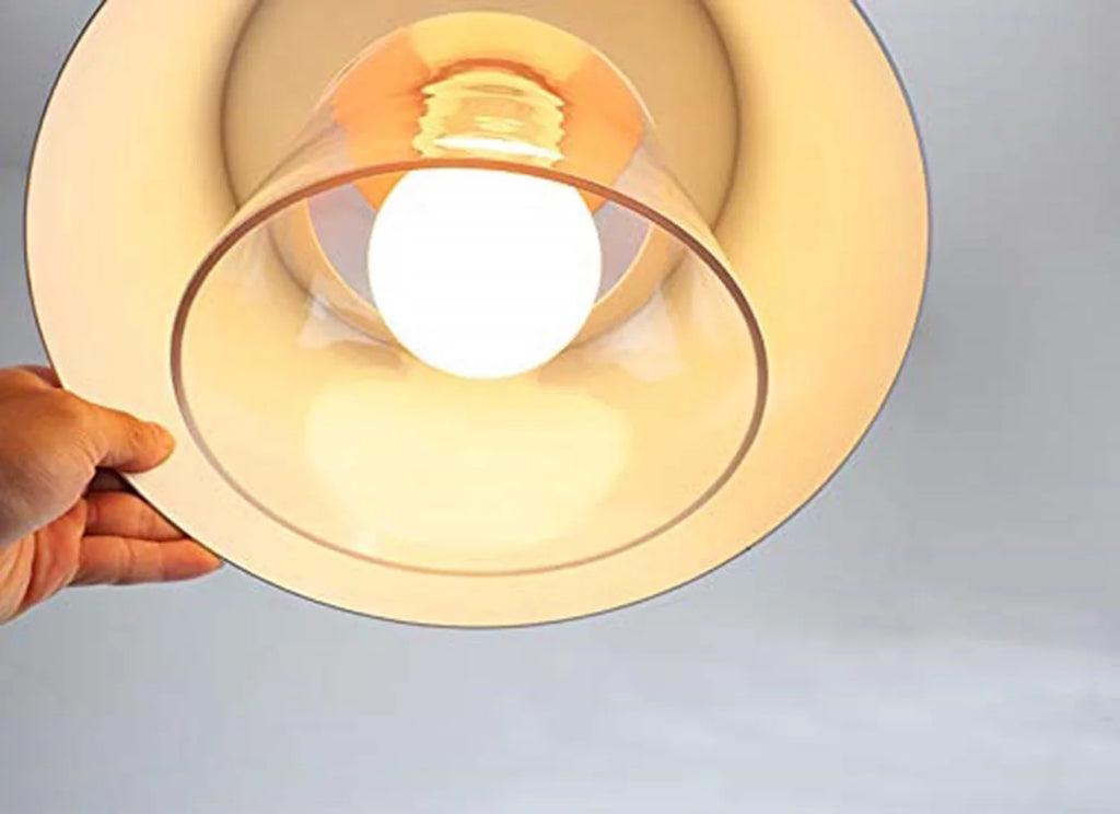 Glass Handle Pendant Light with 15ft Plug-in Cord Blue Lampshade V36008