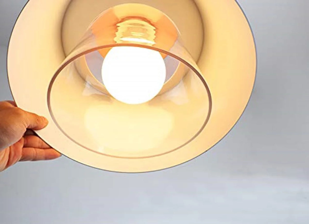 Glass Handle Pendant Light with 15ft Plug-in Cord Blue Lampshade V36008