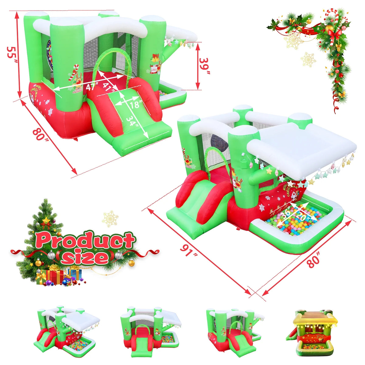 Christmas Jump 'n Bounce House with Blower D56497