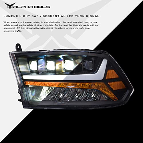 Black Amber Crystal Headlights With LED Light Bar Q515