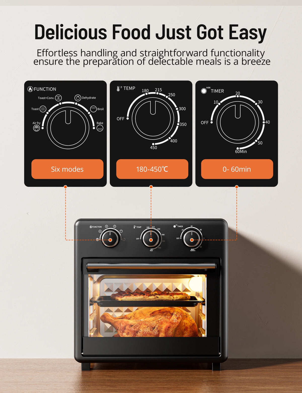 17QT Large Capacity 6-in-1 Air Fryer Toaster Oven J2791