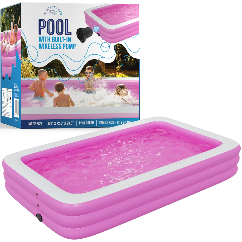 Inflatable Swimming Pool with Built-in Air Pump Pink Large A425786