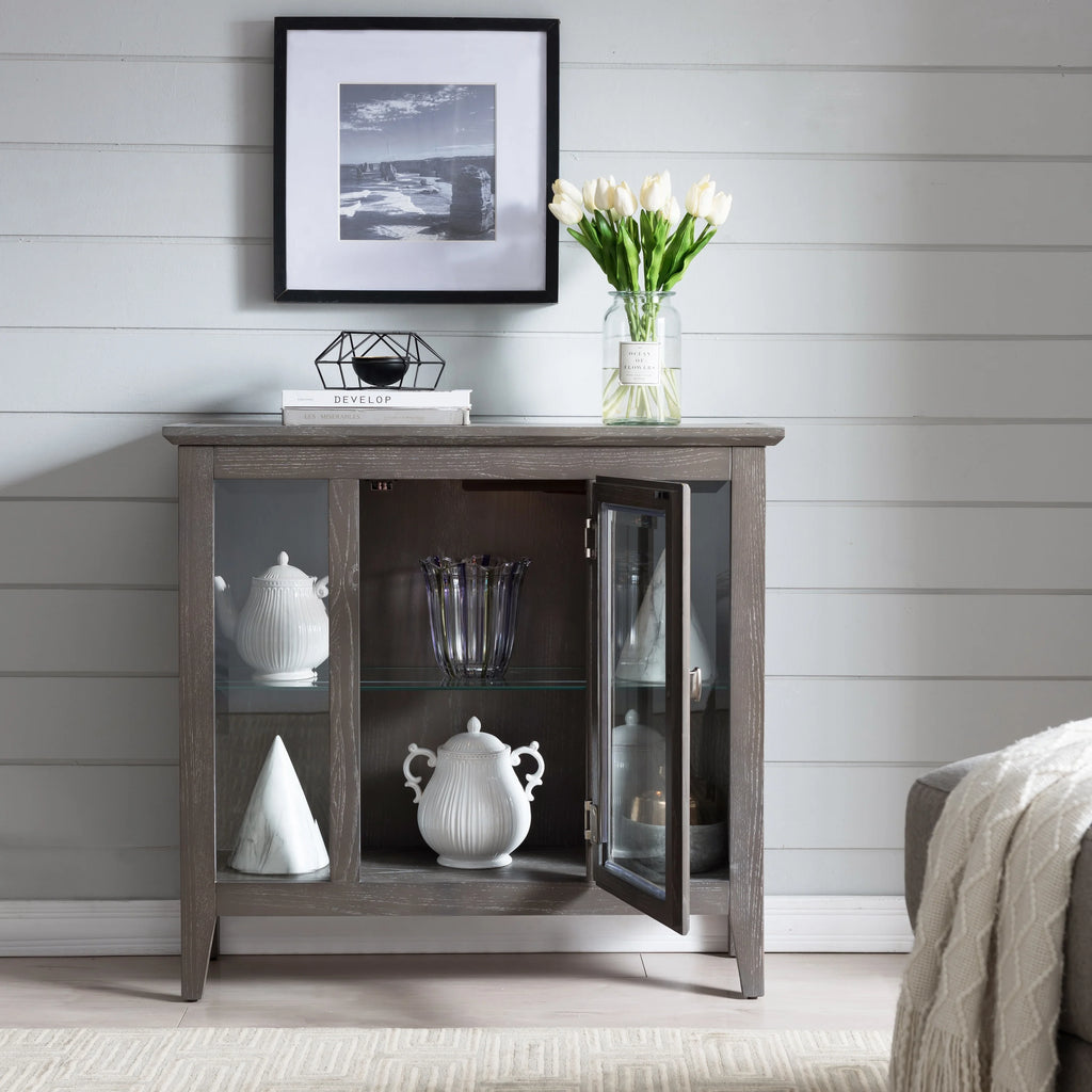 One Door Curio Cabinet with Interior Light N40144