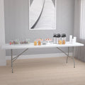 8-Foot Granite White Plastic Folding Table U8358