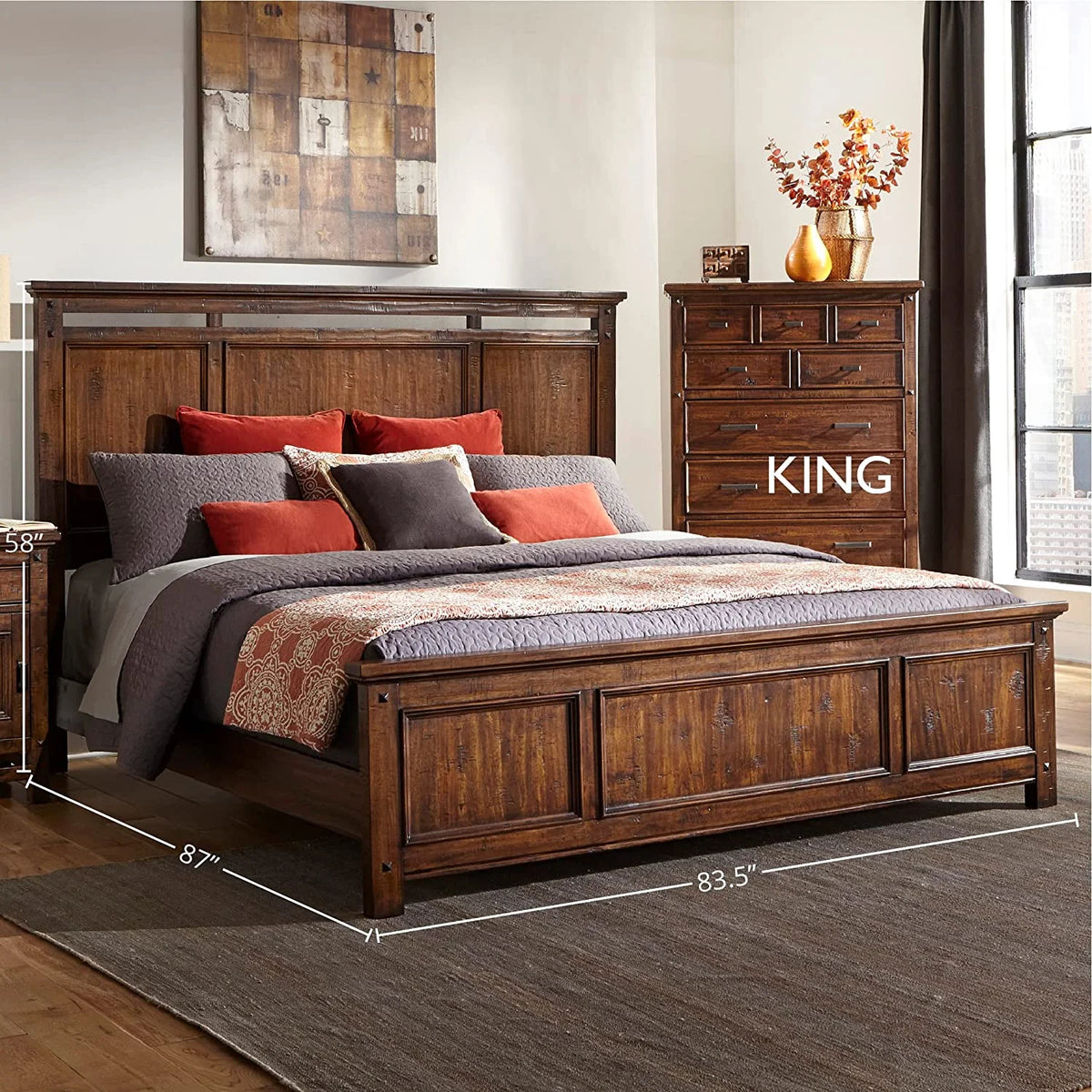 King Platform Bed with Headboard and Footboard K17543