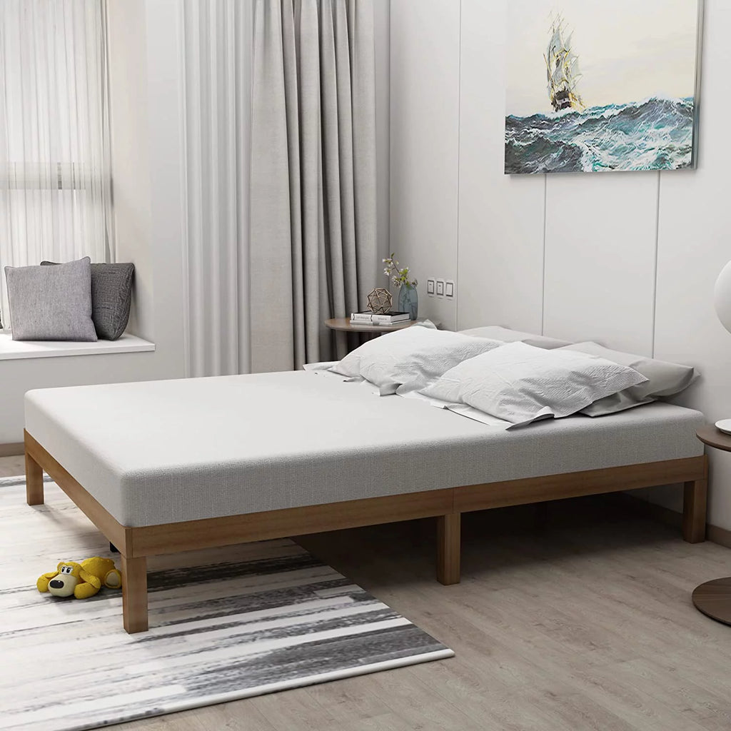 Queen Size Wood Platform Bed Frame with 10 Legs B590