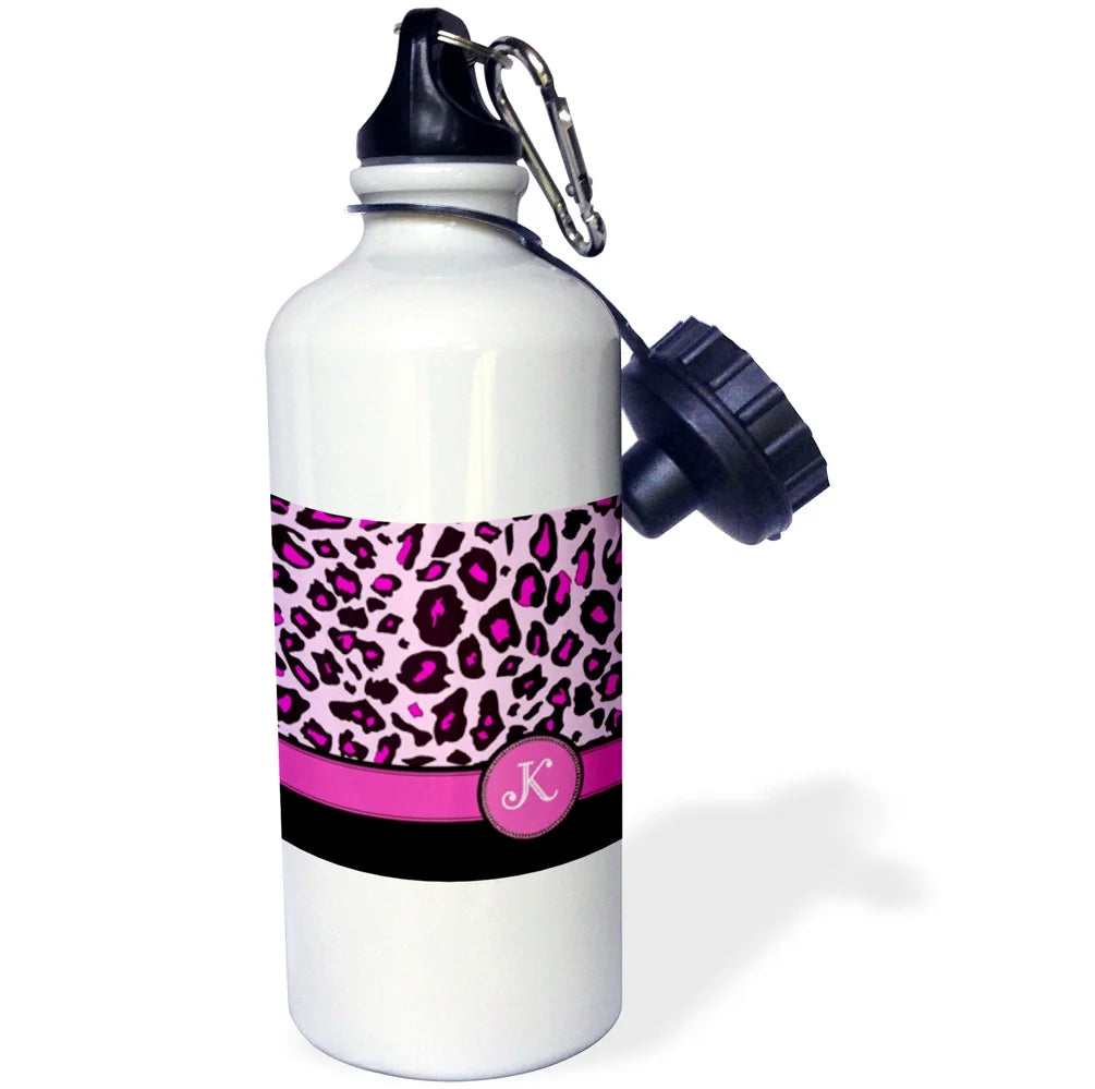 Hot Pink Black Leopard Print 21 oz Sports Water Bottle E98808