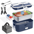 Electric Lunch Box Food Heater 60W 1.8L Stainless Steel Green Royal Blue P561