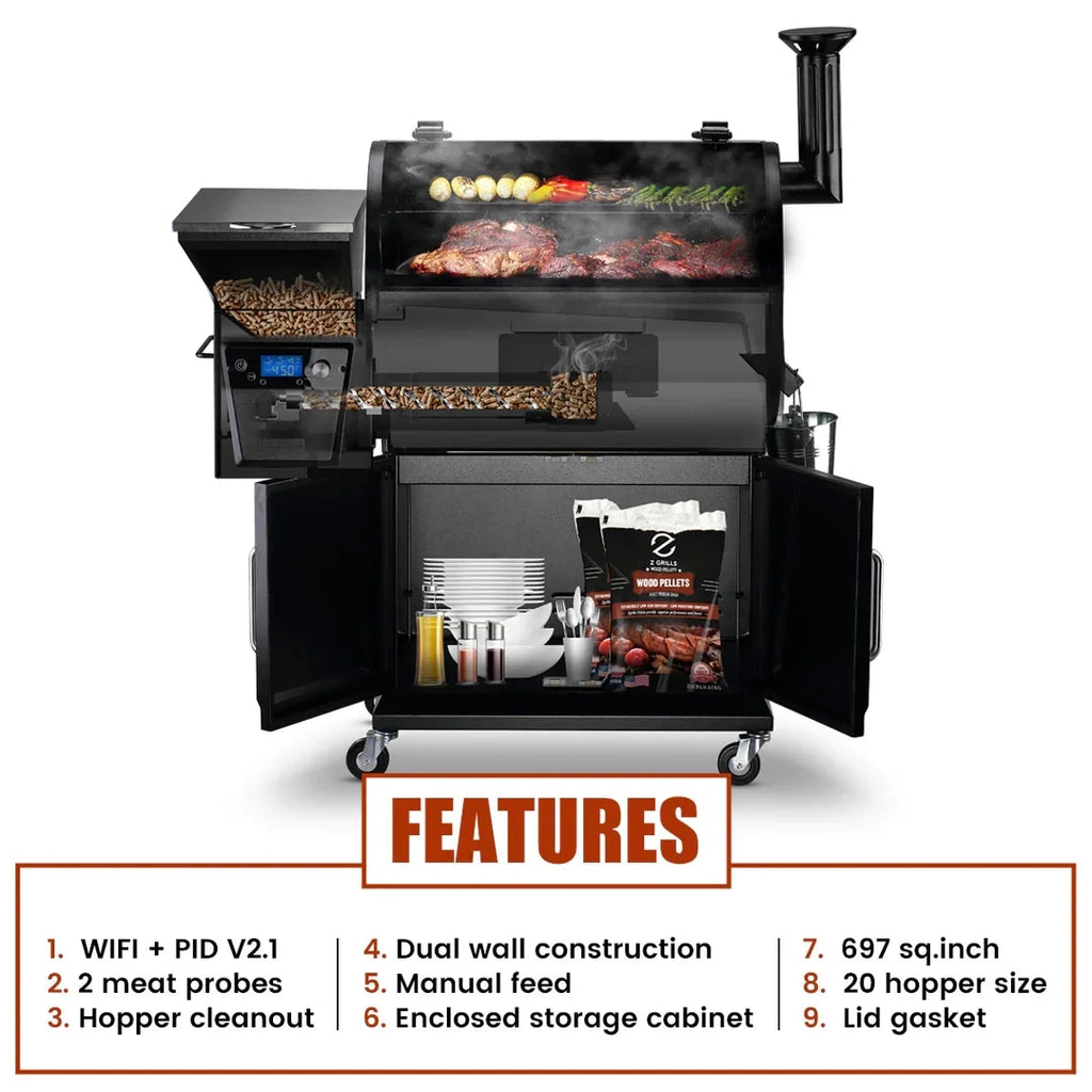 Wood Pellet Grill and Smoker with PID Controller J368