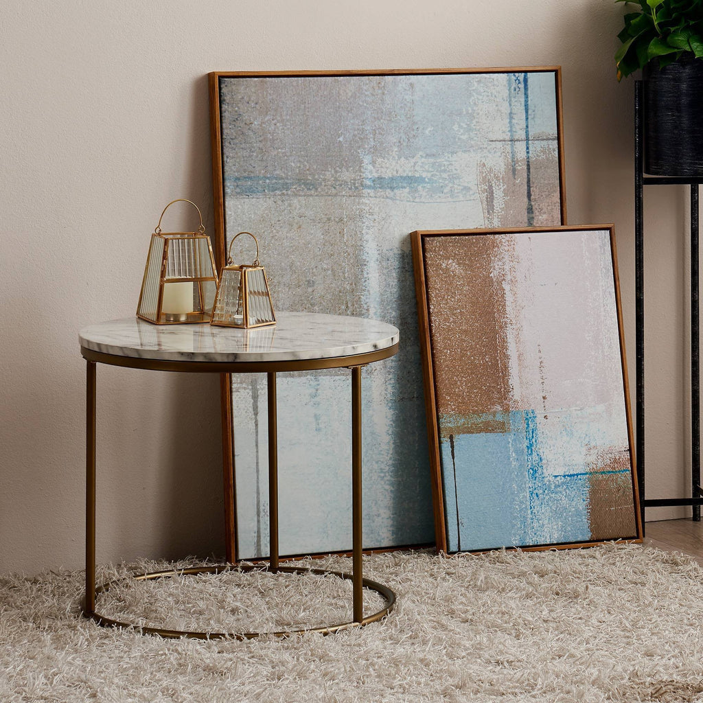 Faux-Marble Round Side Table S71900