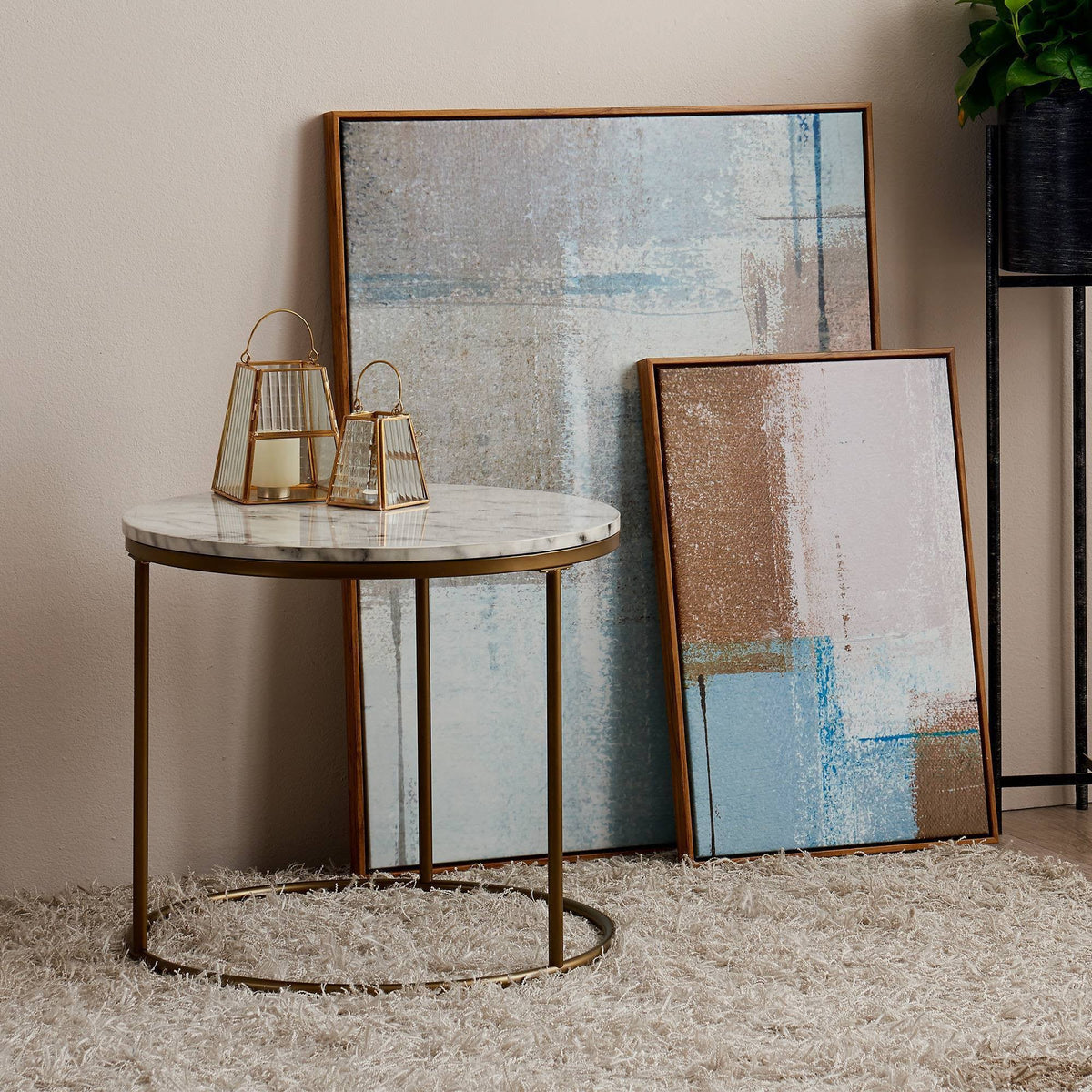 Faux-Marble Round Side Table S71900