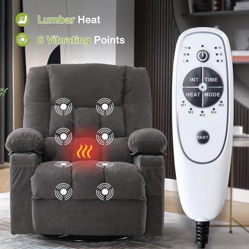 Oversized Swivel Rocker Recliner Chair with Massage and Heat P1279