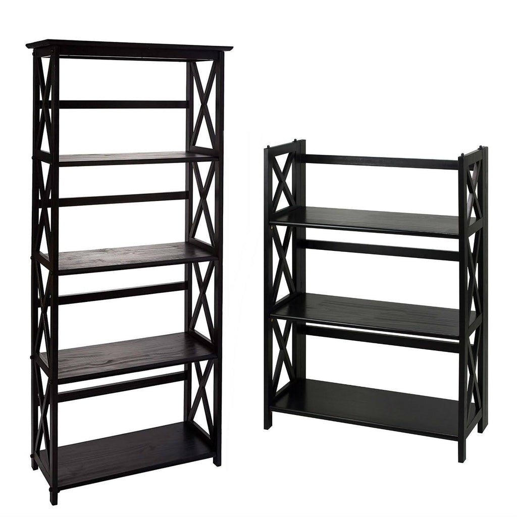 5-Shelf Bookcase with 3-Shelf Folding Bookcase N56038