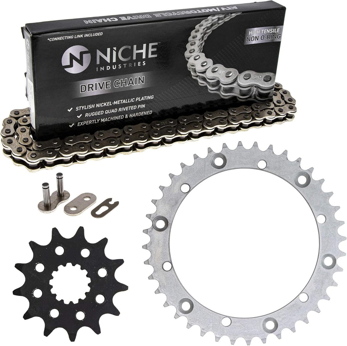 Drive Sprocket Chain Combo Front 13 Rear 40 Tooth 520NZ Standard 92 Links Pack of 2 H9873