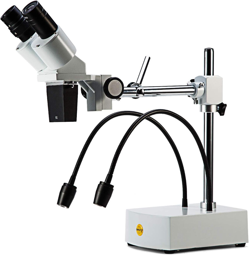 Professional Dissecting Binocular Stereo Microscope, WF10x WF20x Eyepieces, 10X 20X Magnification, 1X Objective, LED Lighting, Boom-Arm Stand K694882