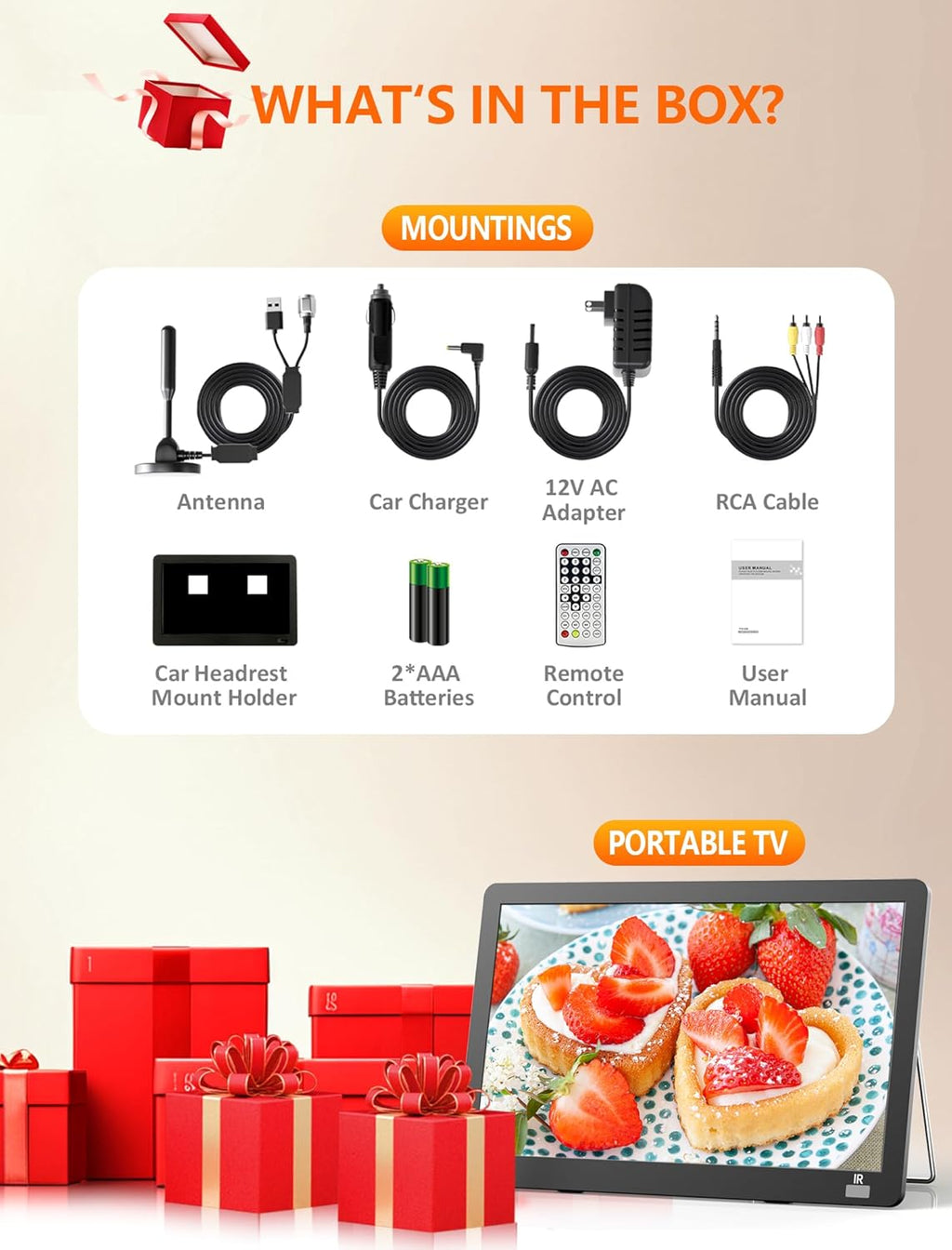 14.2" Portable Mini TV LCD Monitor 1080P with Digital ATSC Tuner K480402