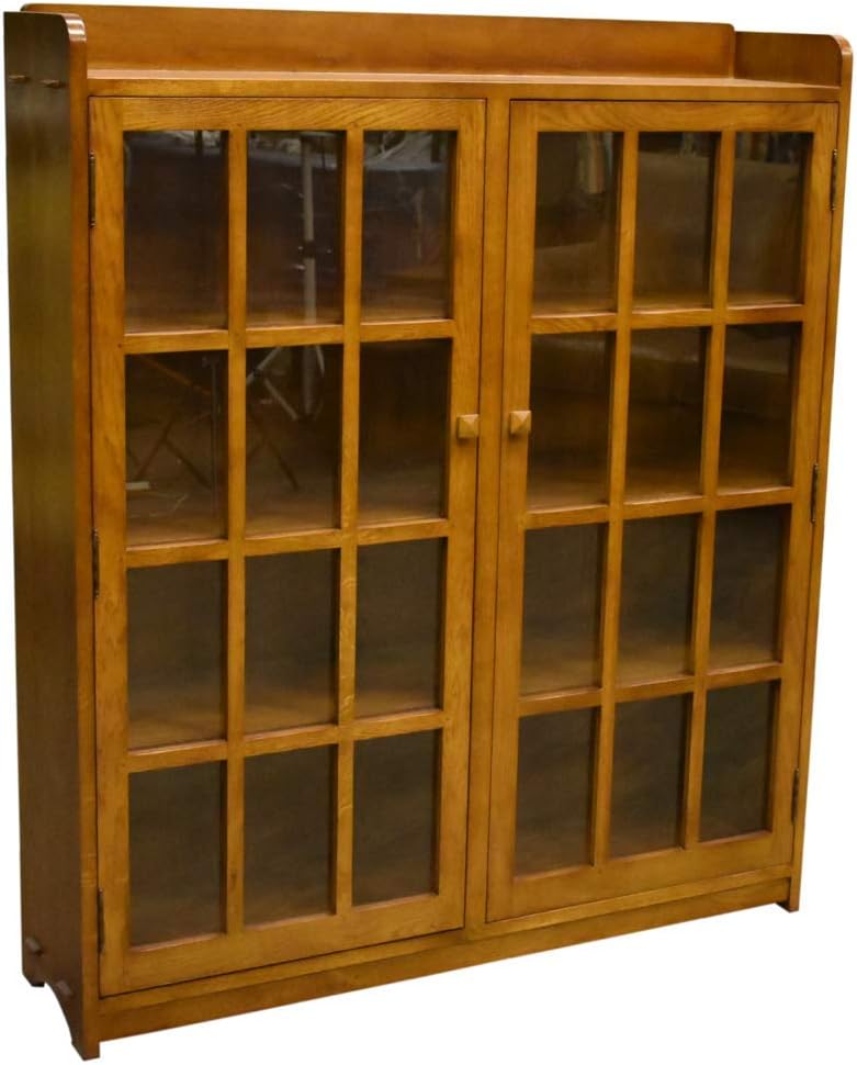 Mission Oak 2 Door Bookcase with Glass Doors A9867