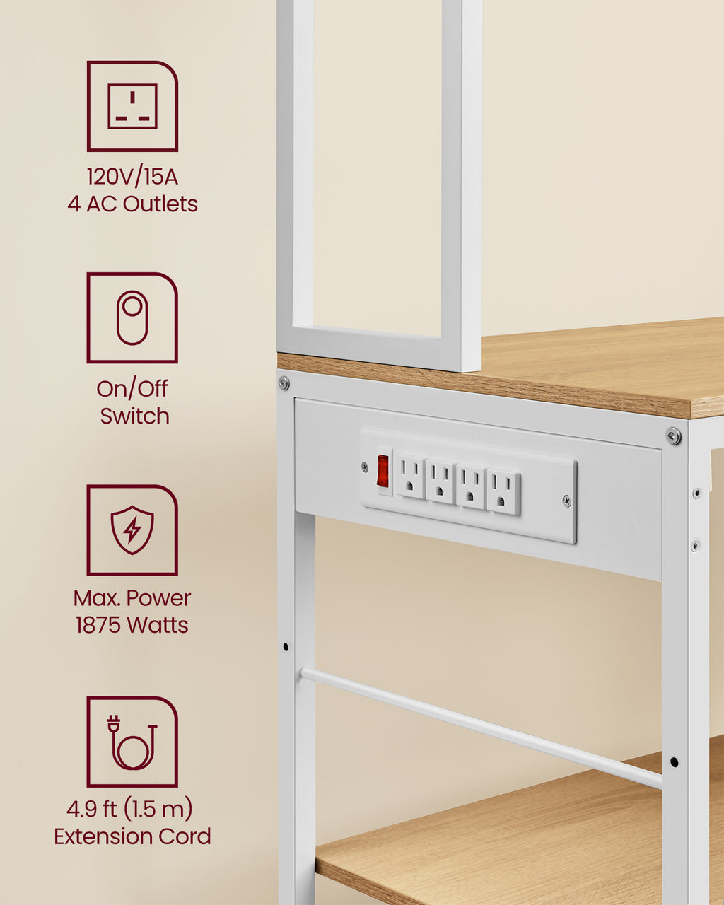 Bakers Rack with Charging Station O99335