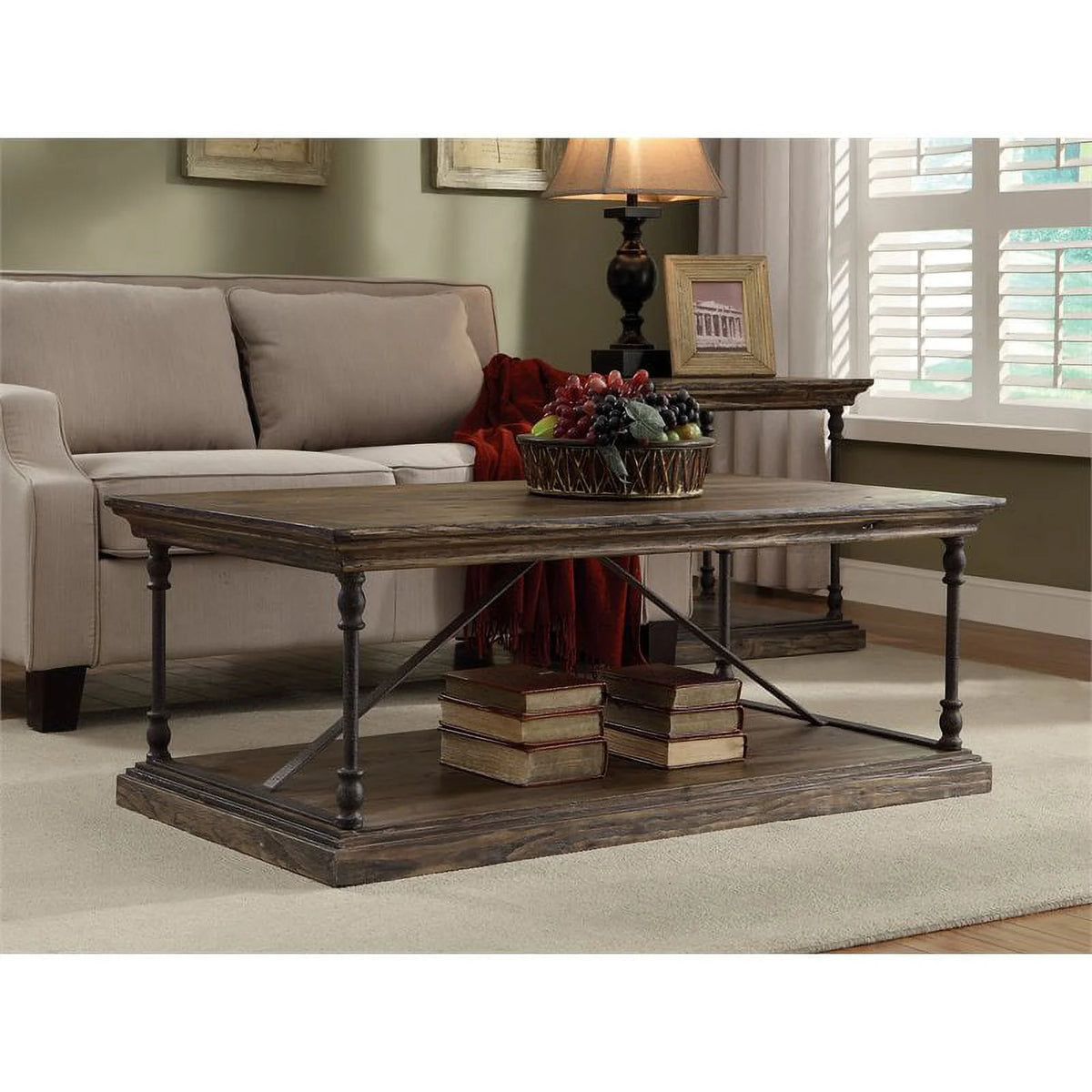 Medium Brown Cocktail Table with Slab Top and Base E370224