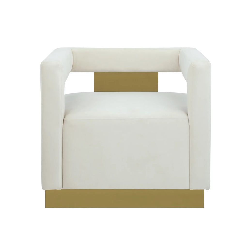 White Velvet Upholstered Accent Chair I5732