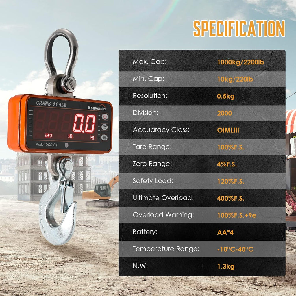 1000kg Orange Digital Hanging Scale R77478