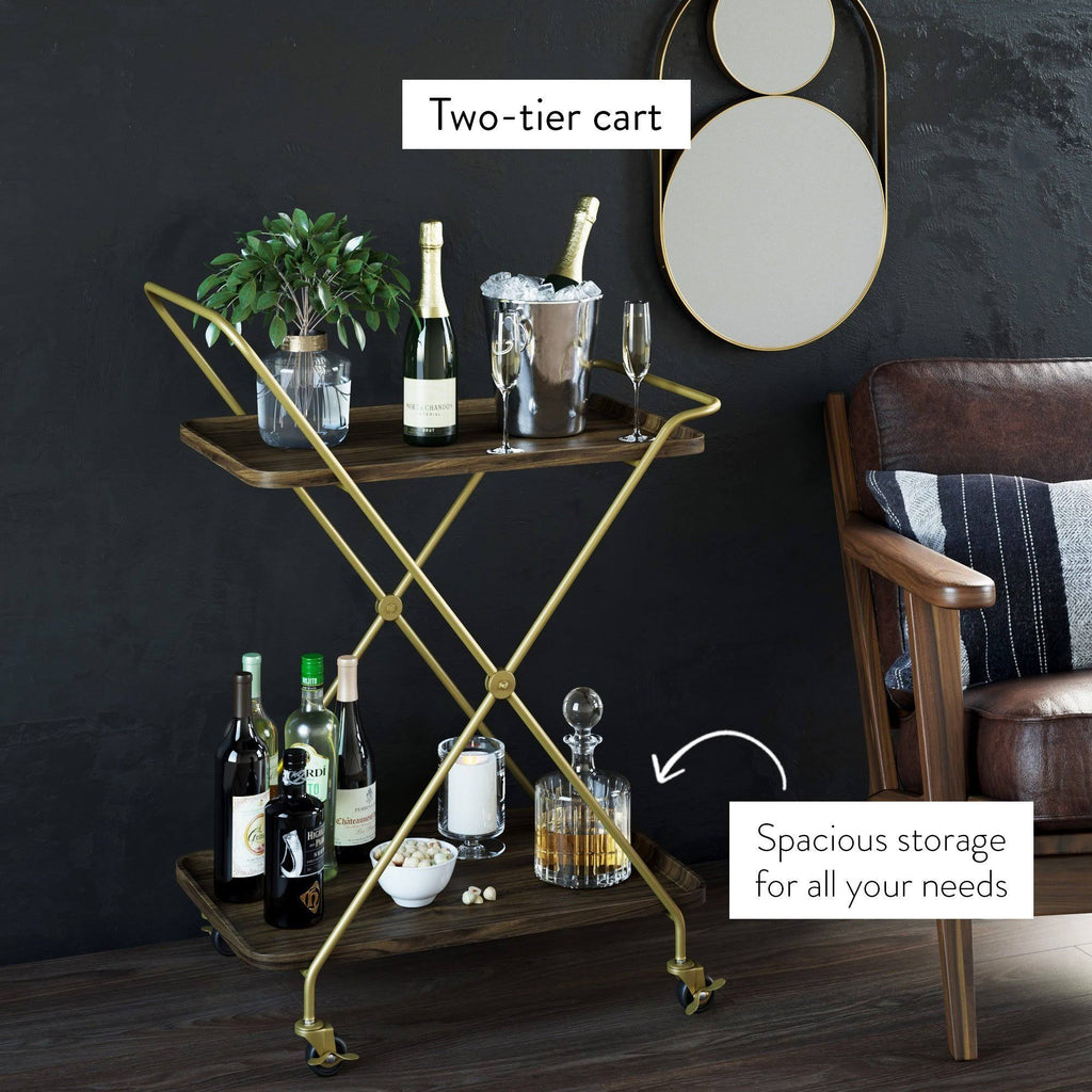 Beige Rolling Bar Cart or Serving Cart Z373527
