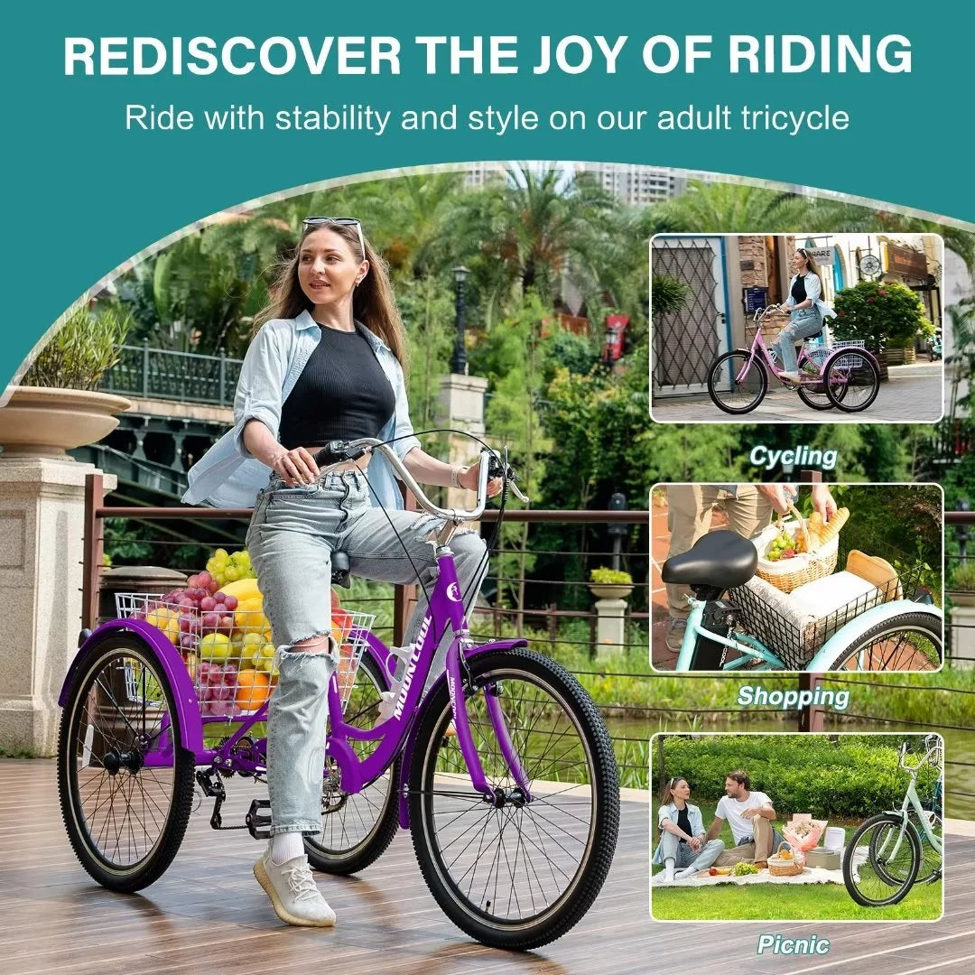 24Inch 500W 7-Speed Electric Tricycle with Removable Lithium Battery G859731