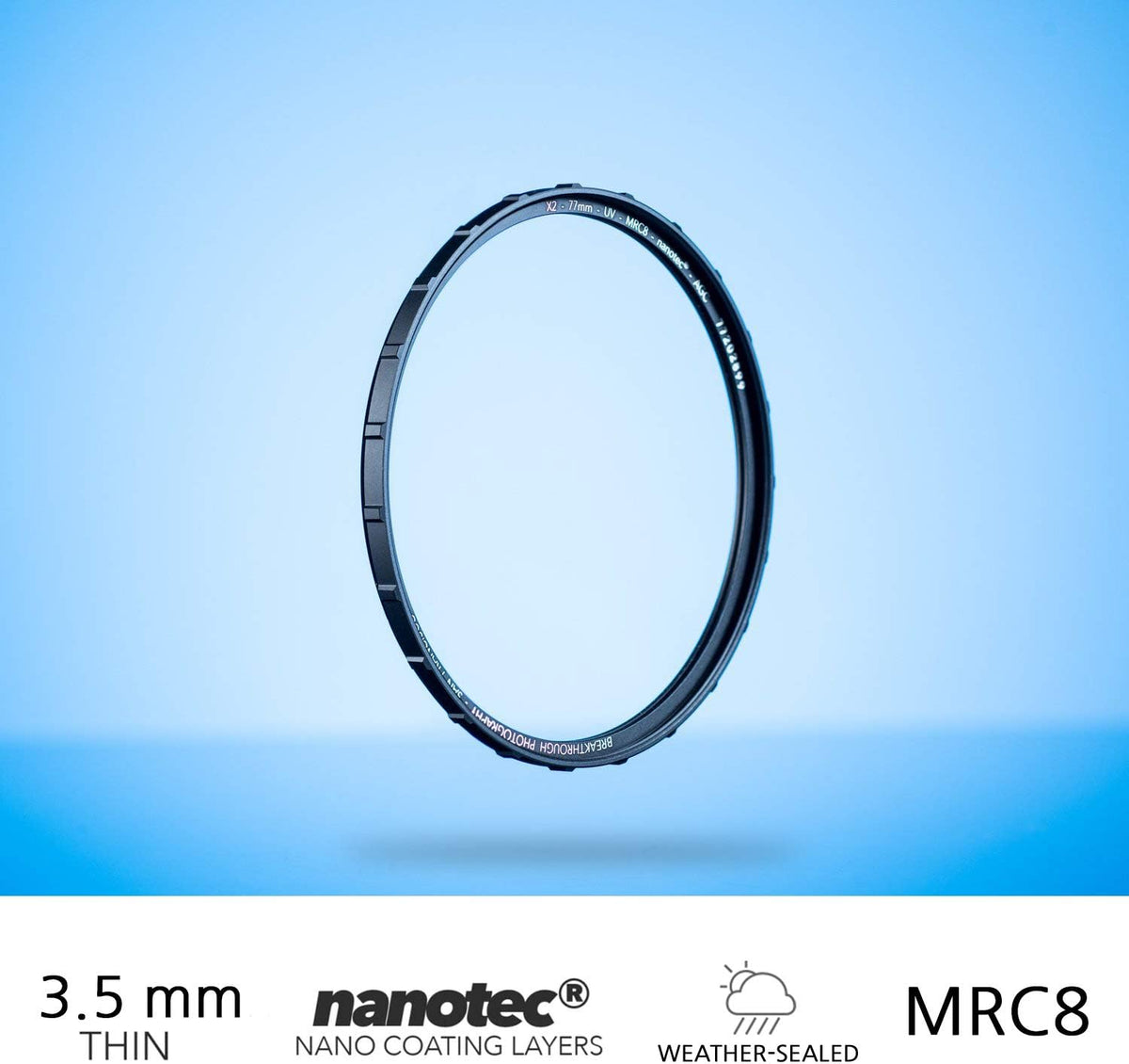 72mm X2 UV Filter for Camera Lenses with Lens Cloth D73746
