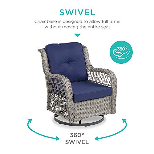 3-Piece Outdoor Wicker Patio Bistro Set with Swivel Rocking Chairs and Side Table U2438