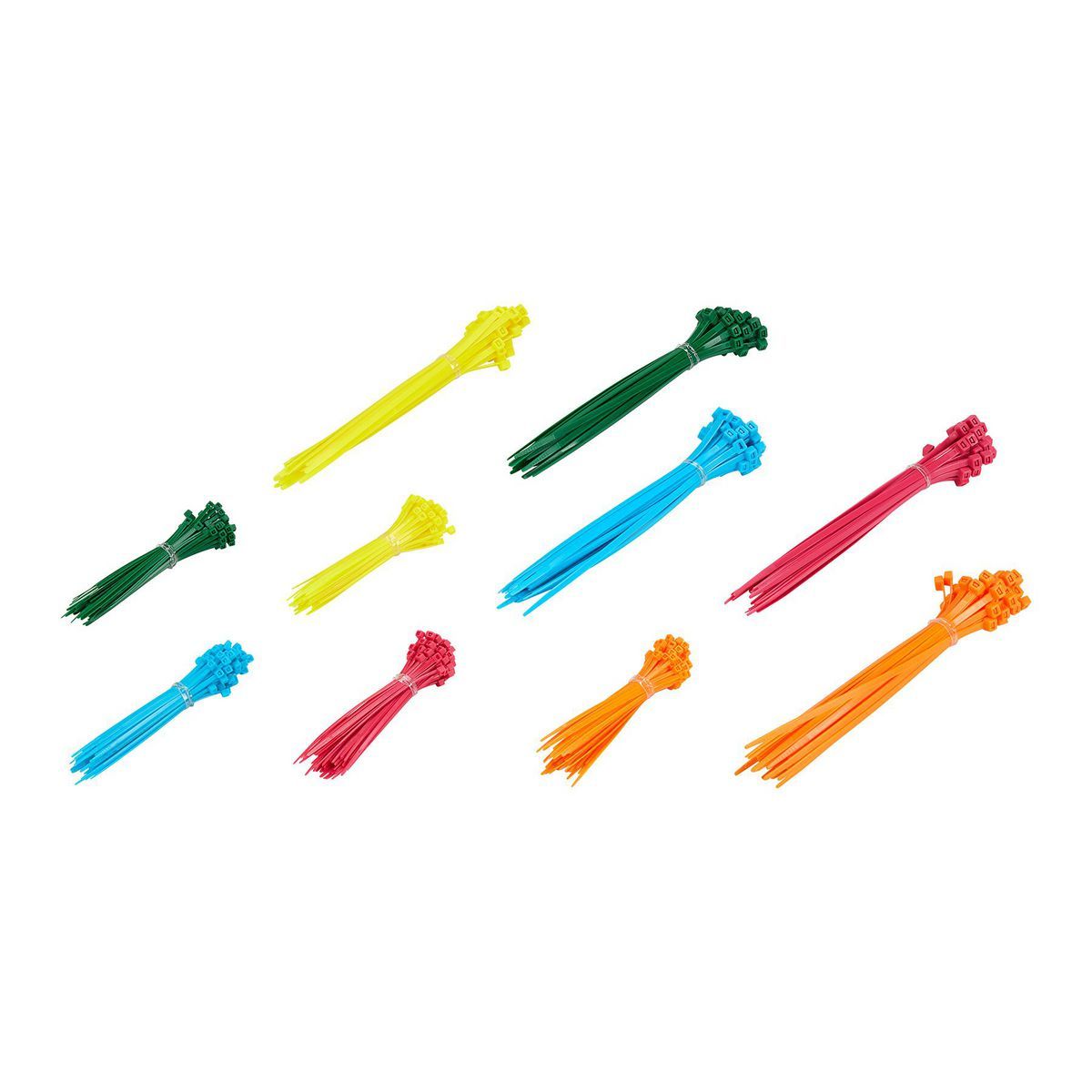 Fluorescent Cable Tie Assortment, 500 Pack J9583