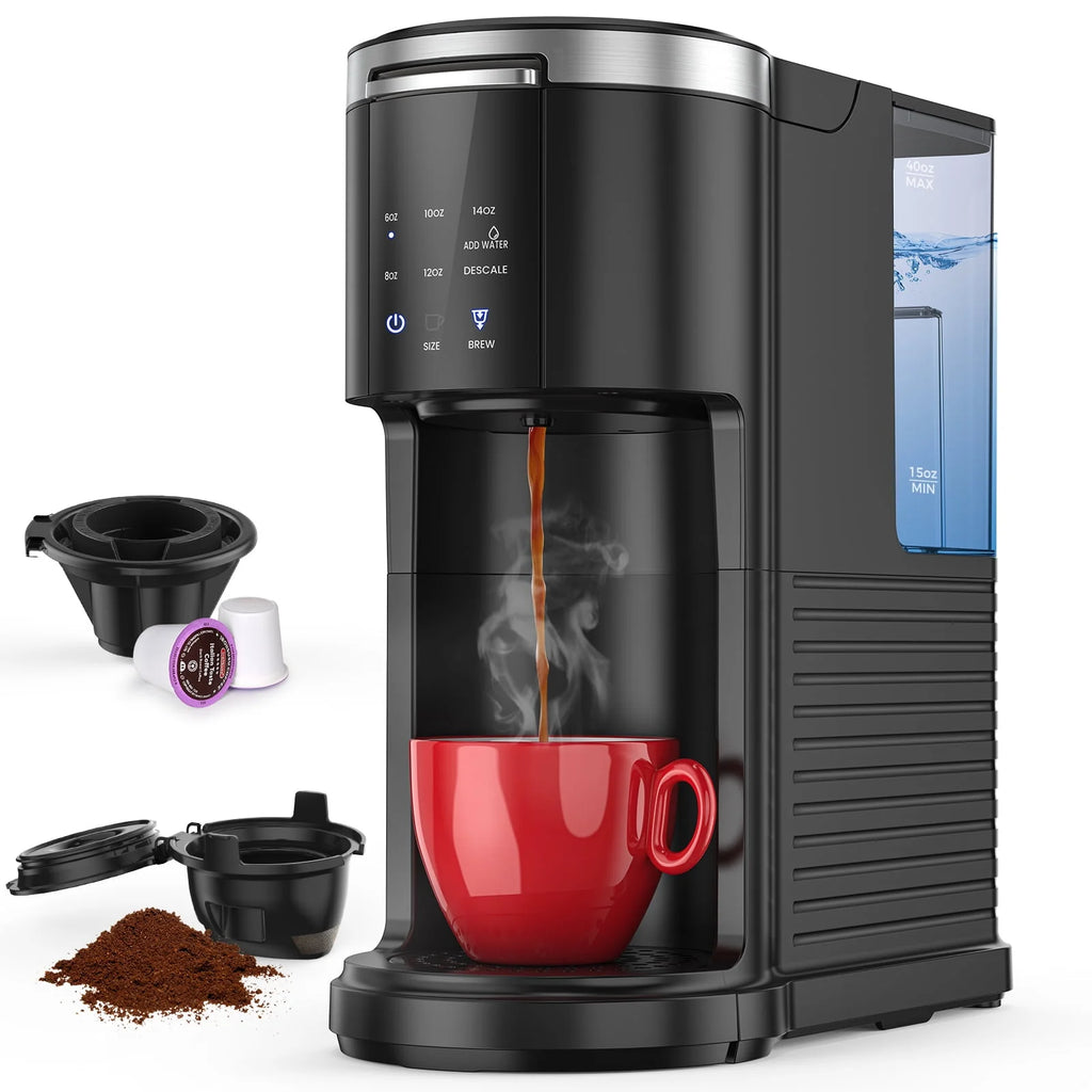 2-in-1 Single Serve Coffee Maker, Black F67659