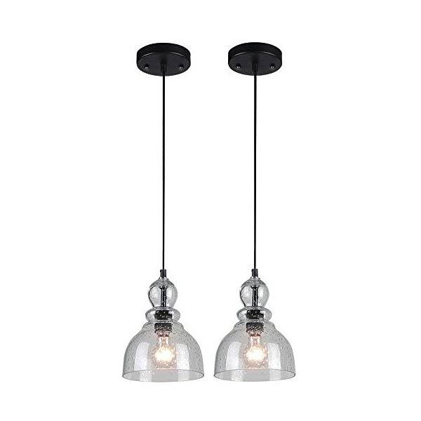 Adjustable Mini Pendant with Clear Seeded Glass H7363