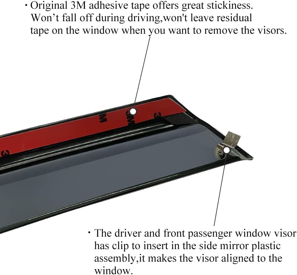 Smoke Gray Polycarbonate Window Deflector with Stainless Steel Trim Pack of 2 E832