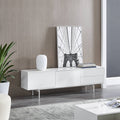White TV Console with Soft-Close Doors I50397