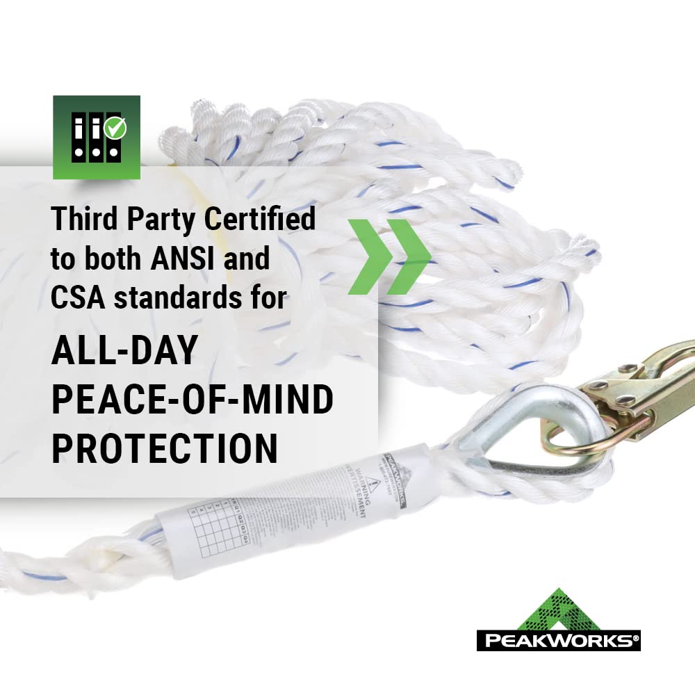 50' Vertical Cable Rope Grab with Galvanized Steel Snap Hook X627524