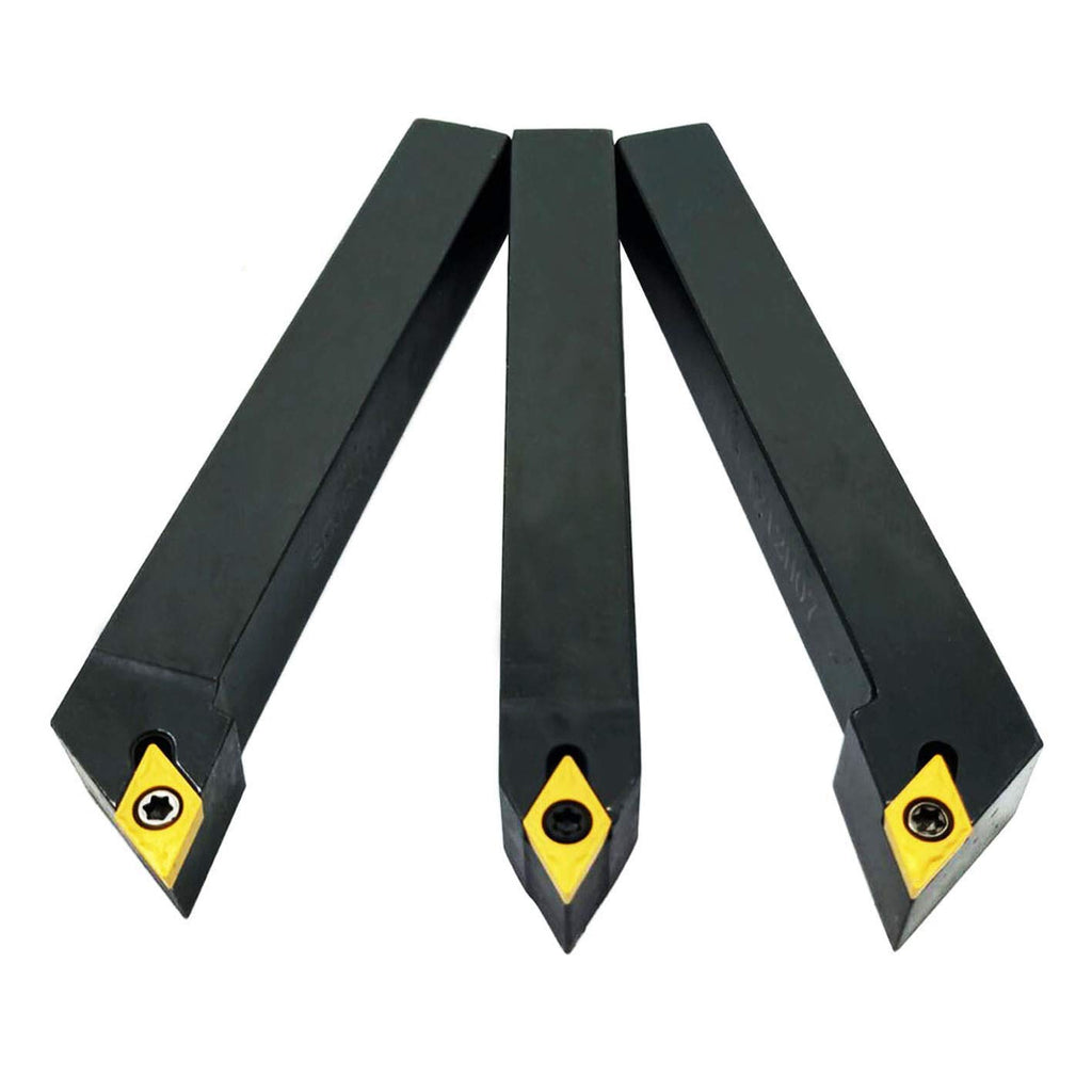 3PCS CNC Lathe Carbide Turning Tools Indexable Holder Set with 3PCS Carbide Turning Insert Y762