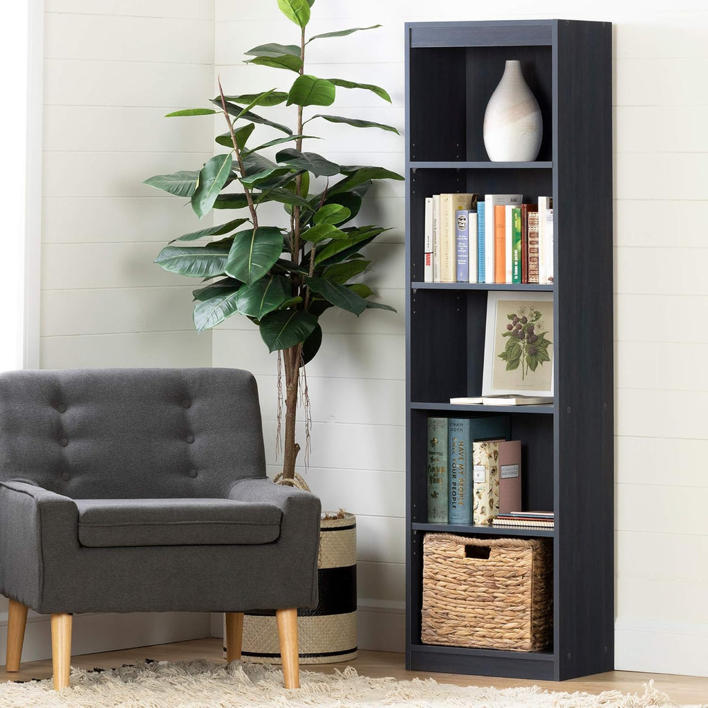 5-Shelf Narrow Bookcase Pure White Z781