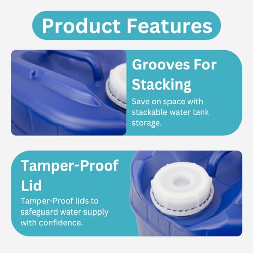 5-Gallon Stackable Water Storage Containers with Lids + Spigot, 20 Gallon (4 Tanks) L2878