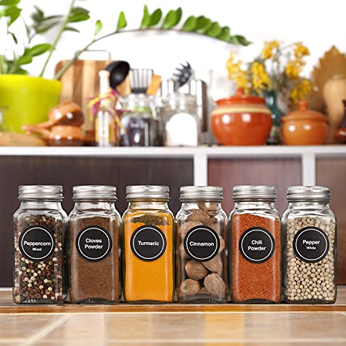 24 Pcs 4oz Glass Spice Jars with Airtight Metal Caps Y9960