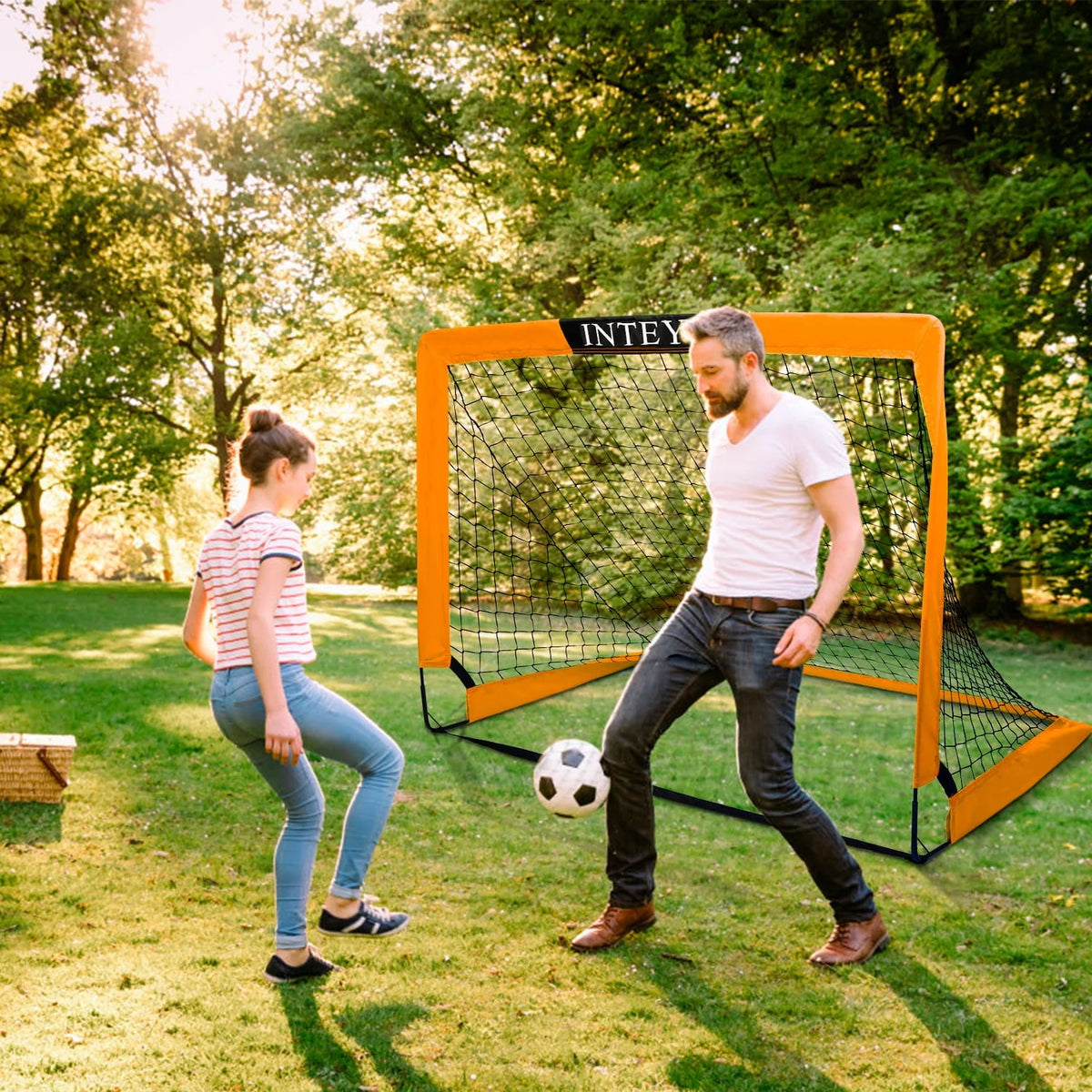 Portable Set of 2 Folding Soccer Goals B394142