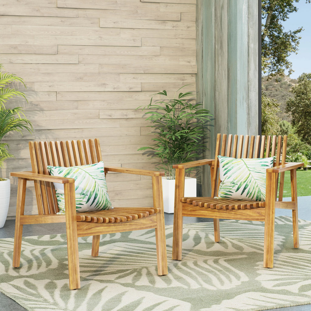 Acacia Wood Club Chairs, Set of 2 D425370