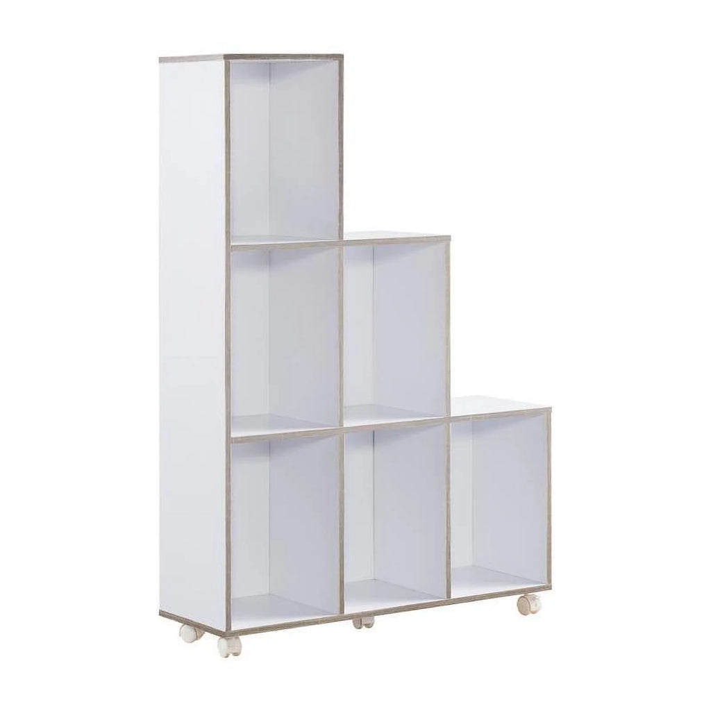 White Wood 6-Compartment Bookcase D936