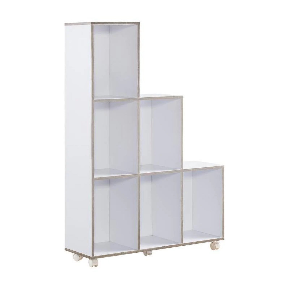 White Wood 6-Compartment Bookcase D936
