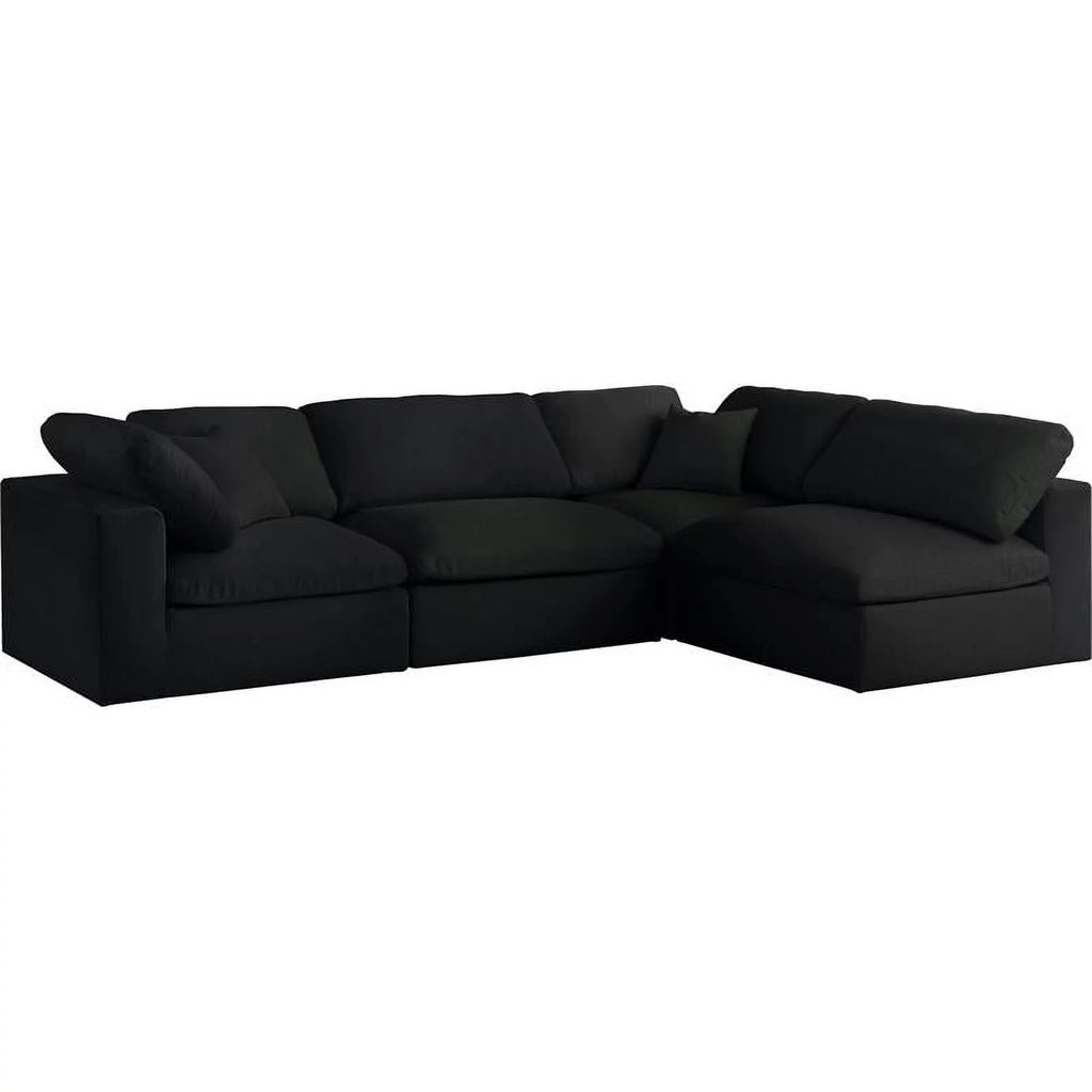 Black Linen Fabric Modular Sectional L604300