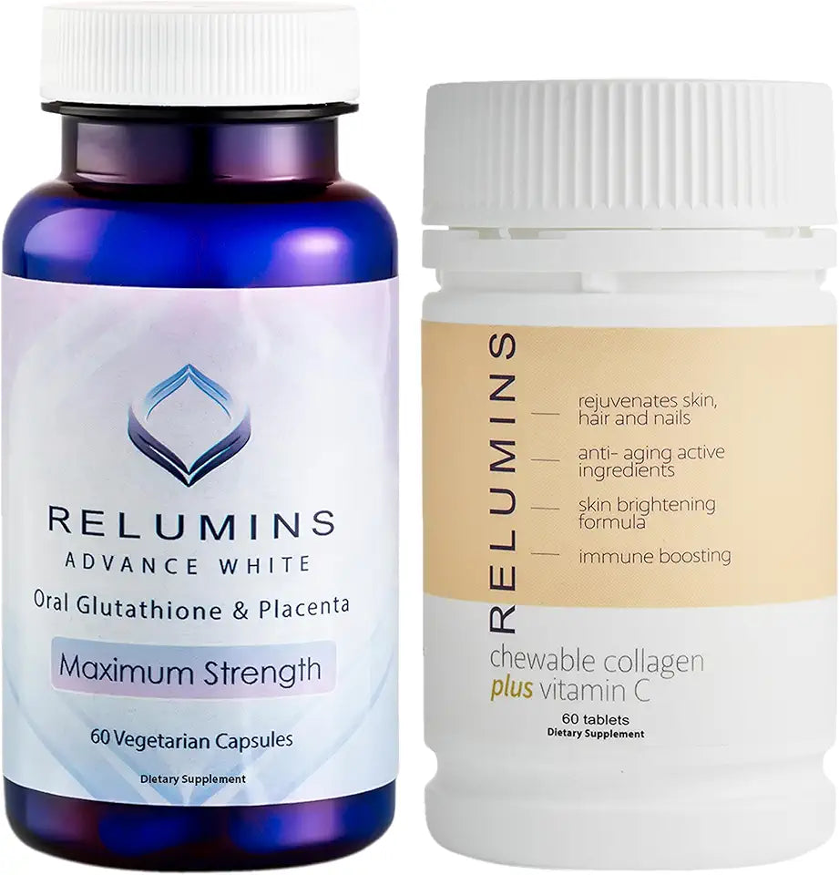 White Glutathione Placenta and Collagen 60 Capsules with 60 Collagen Tablets T96577