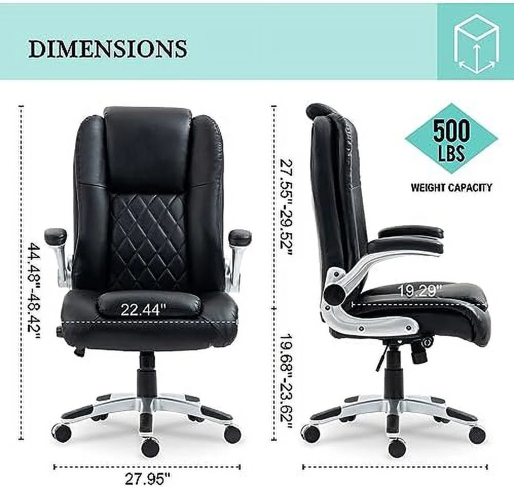 White Office Chair with Lifting Headrest and Flip-up Armrests N282896